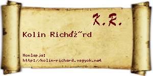 Kolin Richárd névjegykártya